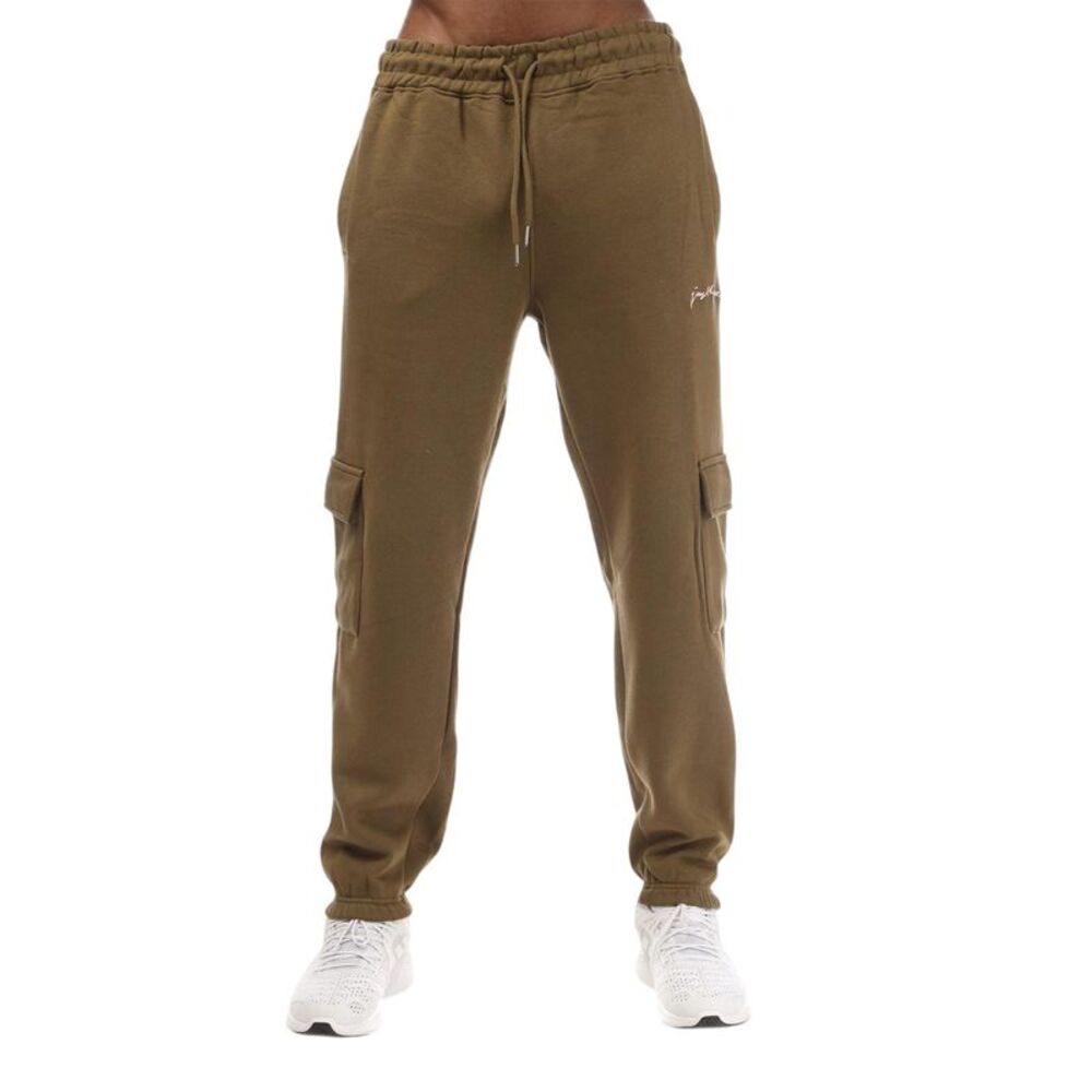 Hype Mens Solid Cargo Jogging Bottoms / Olive